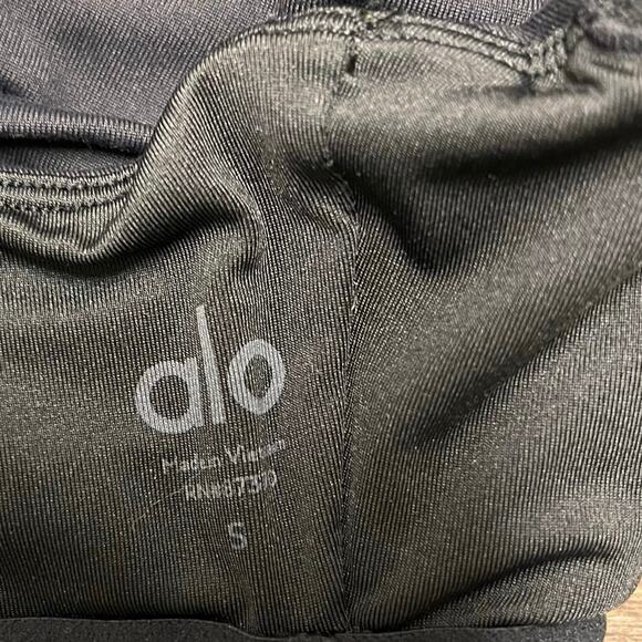 Alo Yoga Airbrush Cinch Bra Black Ruched Front Sculpting Sports Bra Small Active - Picture 7 of 7